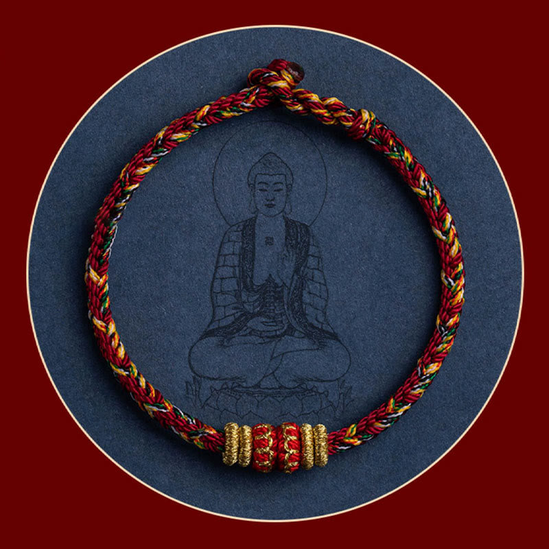 Pulsera de cuerda trenzada de fuerza de la suerte del Buda Natal del zodíaco chino hecha a mano del Tíbet con Buddha Stones