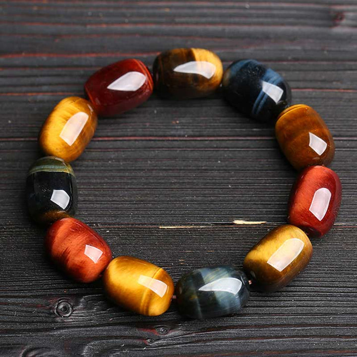 Pulsera de protección curativa de ojo de tigre natural con Buddha Stones
