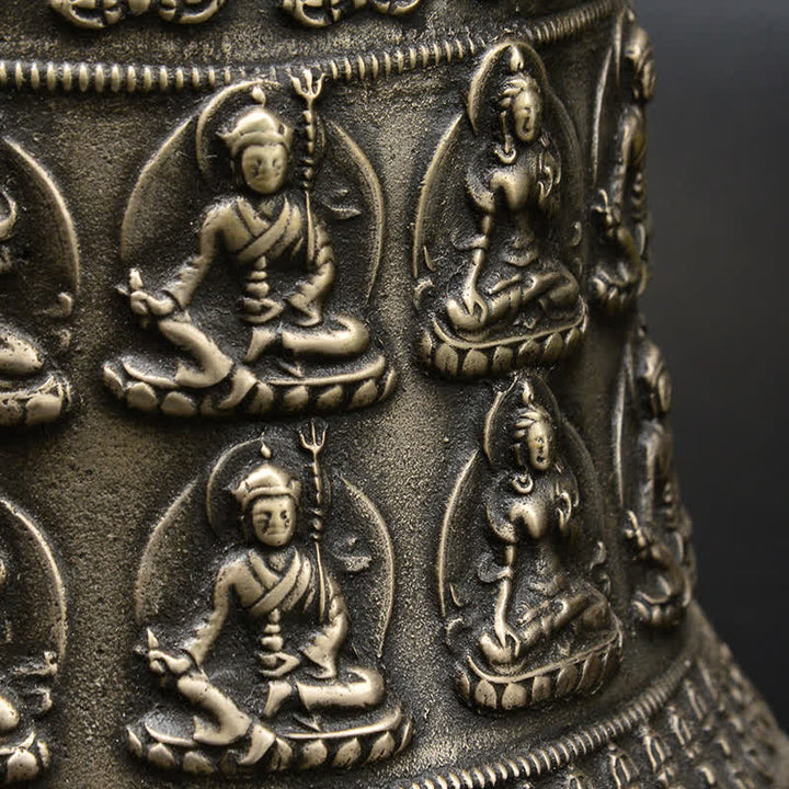 Campana de viento tibetana con grabado de Buda, dragón, campana de cobre, decoración colgante de pared de la suerte