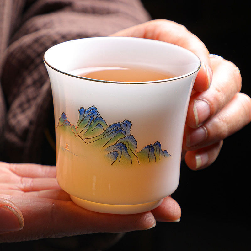 Taza de té de cerámica con diseño de árbol de ríos y montañas de piedras de Buddha Stones , taza de té de Kung Fu de 120ml