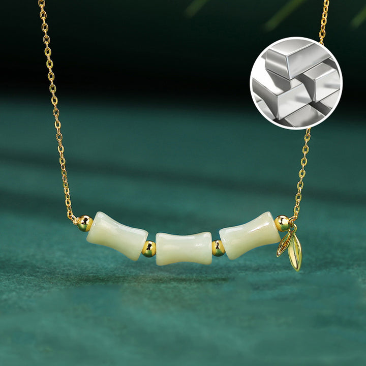 Pulsera con colgante de plata de ley 925 con Buddha Stones , jade hetiano, bambú Fu, personaje de prosperidad