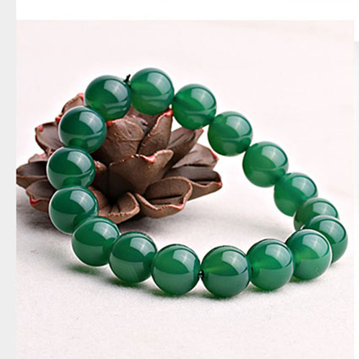 Pulsera de soporte de ágata verde natural con Buddha Stones