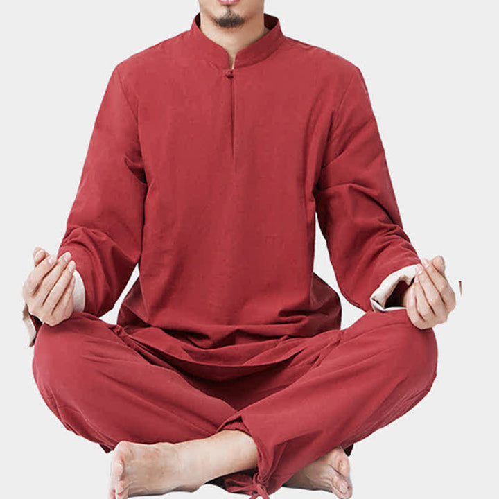 Conjunto de ropa de lino y algodón para hombre, meditación Zen espiritual, Buddha Stones, Yoga, práctica de oración