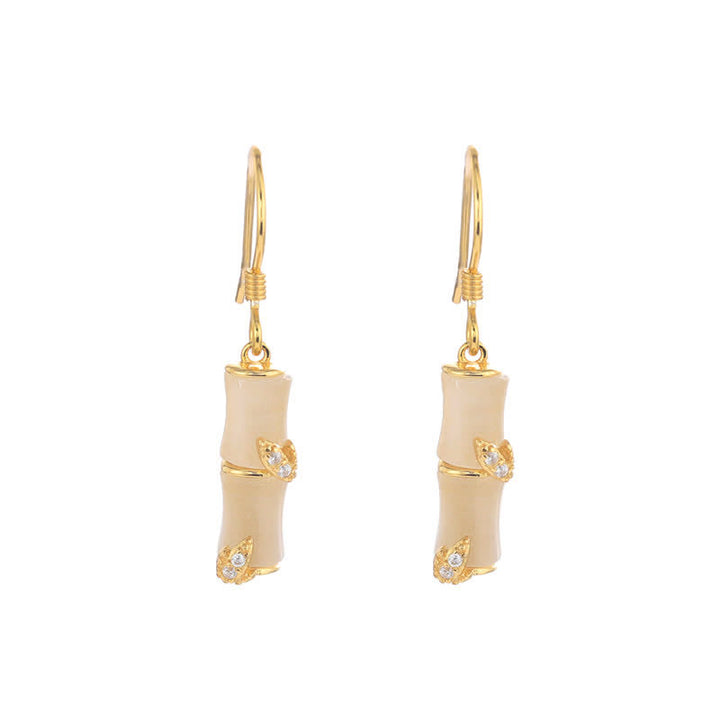 Pendientes colgantes de la suerte de bambú de ágata roja, ojo de gato, crisoberilo, Jade hetiano de plata de ley 925 - Oro - Ojo de Gato (Paz♥Apoyo) - image 11