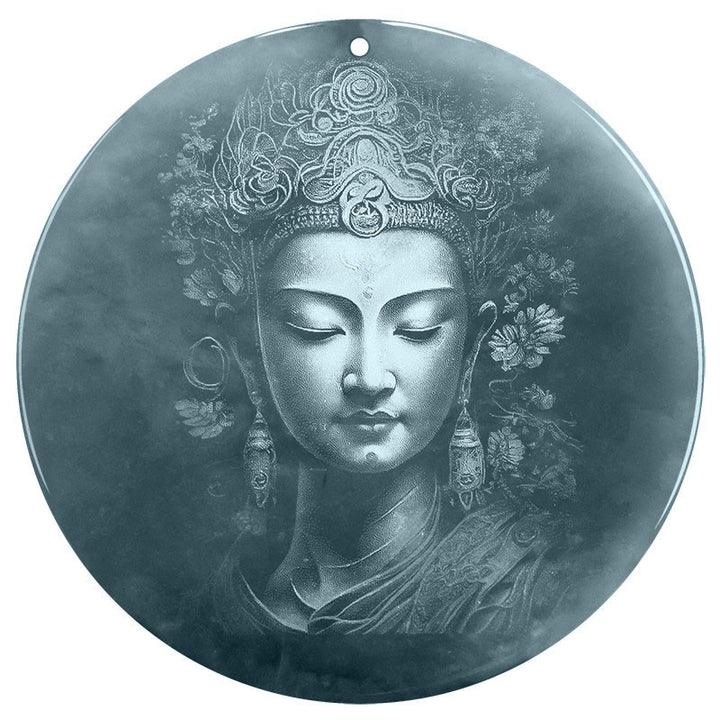 Buddha Stones Kwan Yin Avalokitesvara Jade Abundancia Cadena Collar Colgante