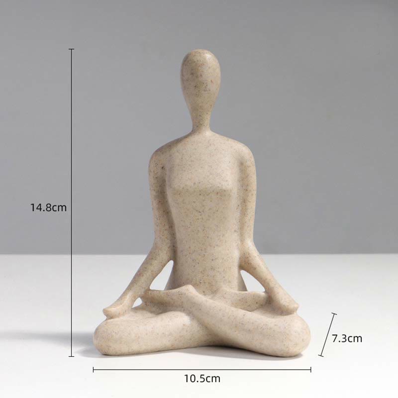 Decoración de escritorio de escultura de estatuilla espiritual de resina de ejercicio de meditación de Yoga abstracto - Sentado con las piernas cruzadas 10,5*7,3*14,8 cm - image 5