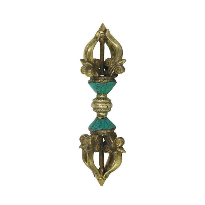 Buddha Stones tibetanas de cinco puntas Vajra Dorje hechas a mano, decoración de cobre de poder espiritual de Nepal