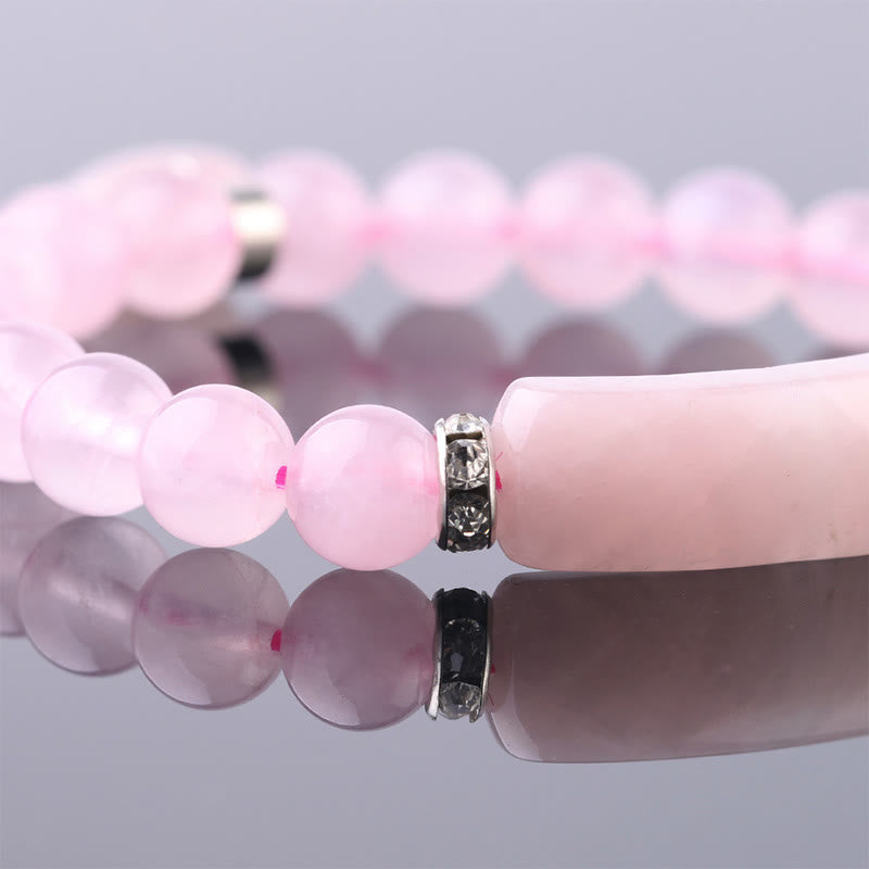 Pulsera de cuentas curativas de corazón de amor de cuarzo natural con Buddha Stones