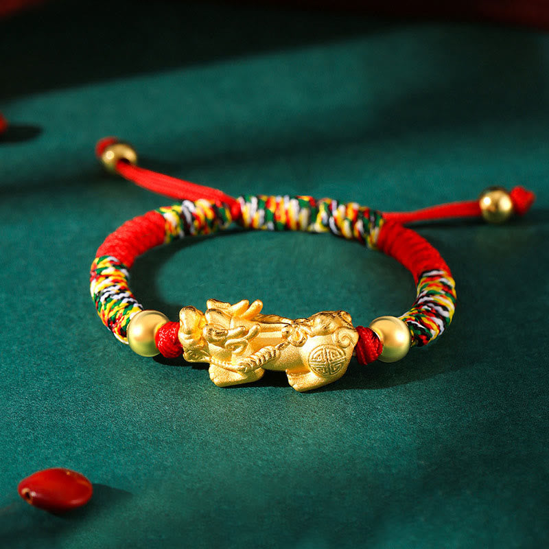 Pulsera de plata de ley 999 con Buddha Stones PiXiu Wealth King Kong con nudo trenzado para niños