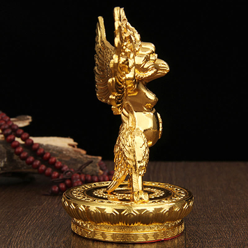 Decoración del hogar de protección de aleación de pájaro Garuda de oro tibetano