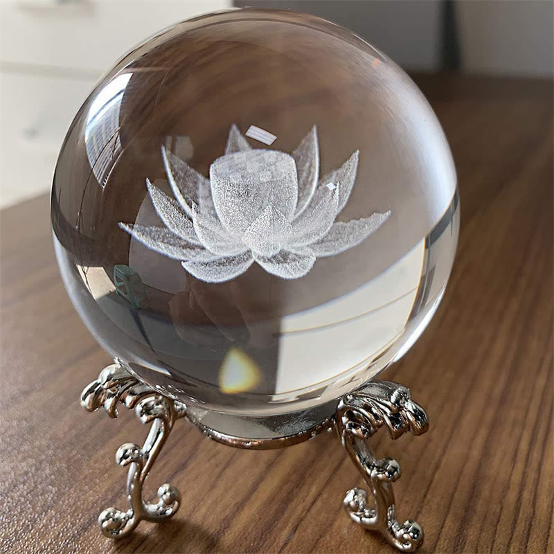 Decoración de bendición de loto de dragón de cristal blanco - Loto - image 2