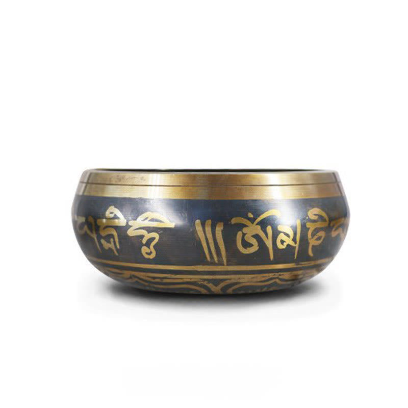 Cuenco de meditación tibetano con Buddha Stones para curación y atención plena, cuenco tibetano Om Mani Padme Hum