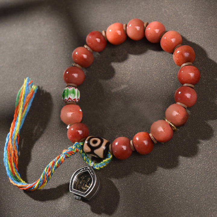 Pulsera de la suerte con abalorio de semilla Bodhi, cuentas Dzi de hueso de camello Natural tibetano, Buddha Stones