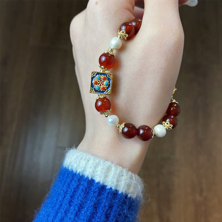 Pulsera Autoaceptación Confianza Perla Ágata Roja Buddha Stones