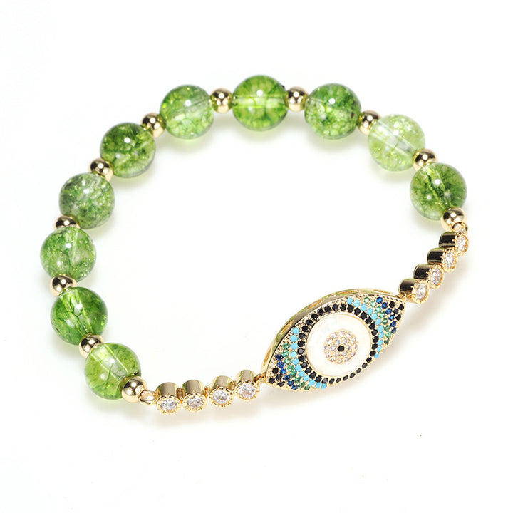 Pulsera de abundancia de mal de ojo con peridoto natural de Buddha Stones