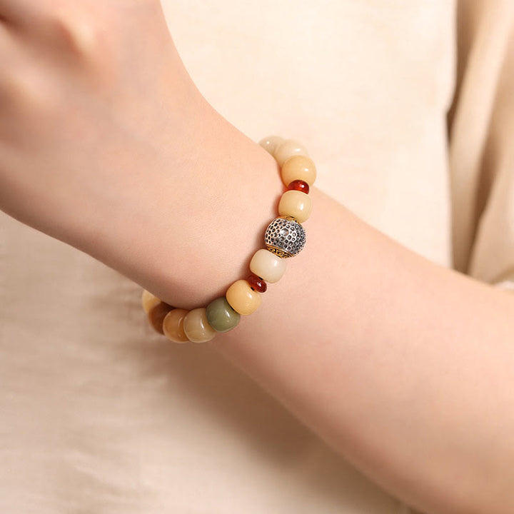 Buddha Stones Semilla Bodhi Natural El Señor del Bosque Cadáver Om Mani Padme Hum Pulsera de Sabiduría