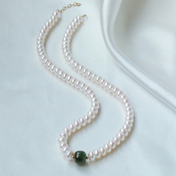 Buddha Stones de Plata de Ley 925, Perla Natural, Jade hetiano, aguamarina, sabiduría, sinceridad, collar, pulsera con colgante