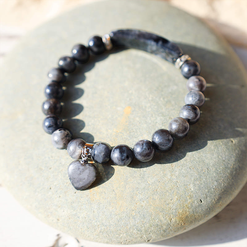 Pulsera de cuentas curativas de corazón de amor de cuarzo natural con Buddha Stones