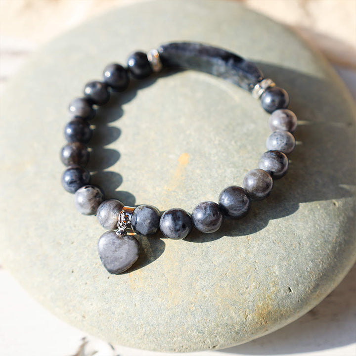 Pulsera de cuentas curativas de corazón de amor de cuarzo natural con Buddha Stones