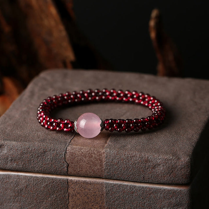 Pulsera de protección de cuentas de amazonita, ágata roja, cristal rosa, granate Natural , Buddha Stones