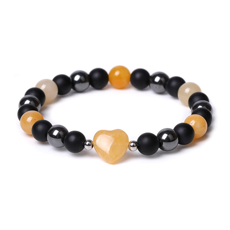 Pulsera de protección de corazón de amor de cristal de piedra de ojo de tigre de ónix negro de Buddha Stones