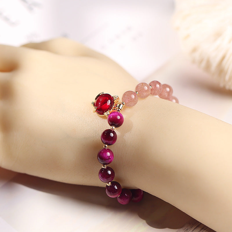Pulsera de amor Pixiu de cuarzo fresa natural con Buddha Stones
