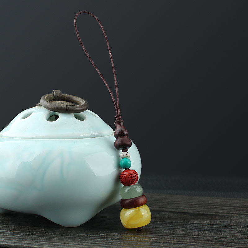 Calabaza de madera de ébano y sándalo verde, pagoda de siete capas, decoración positiva para colgar en el teléfono