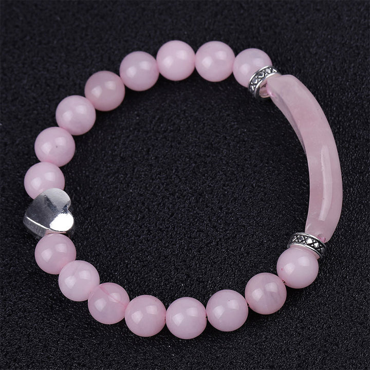 Pulsera de corazón unisex con cuentas de cristal natural