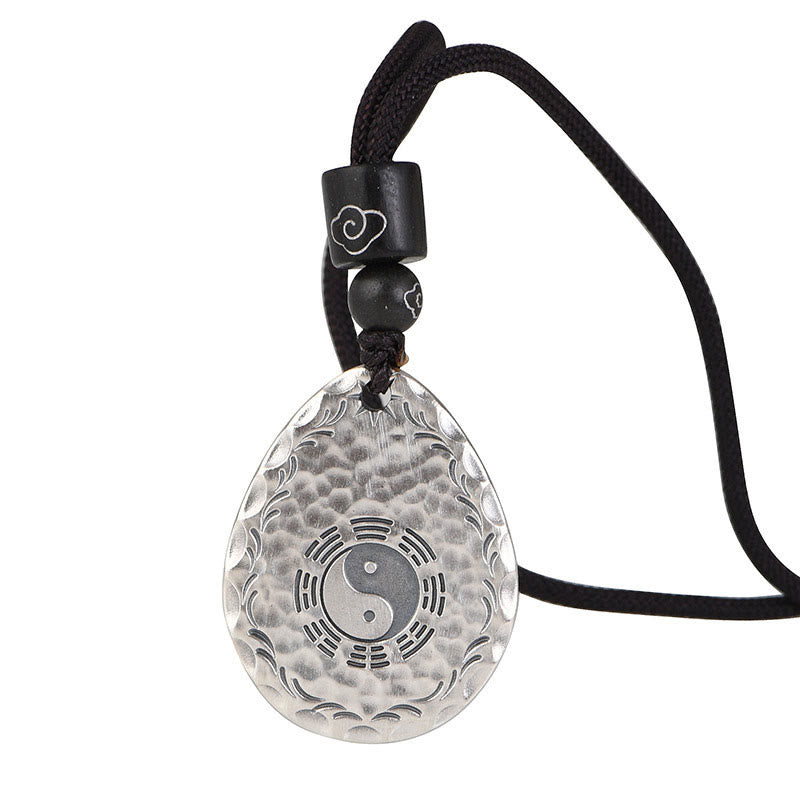 Buddha Stones Vintage Plata de Ley 999 Yin Yang Bagua diseño de gota de agua equilibrio armonía collar colgante - image 14