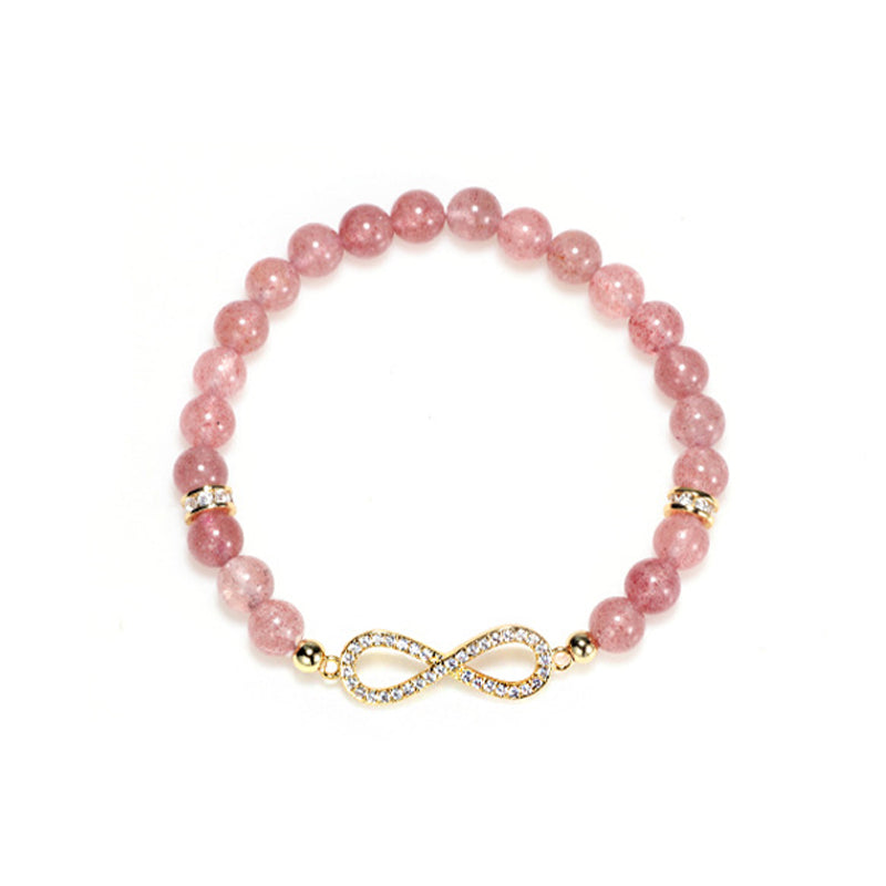 Pulsera curativa positiva de cuarzo fresa Natural con Buddha Stones
