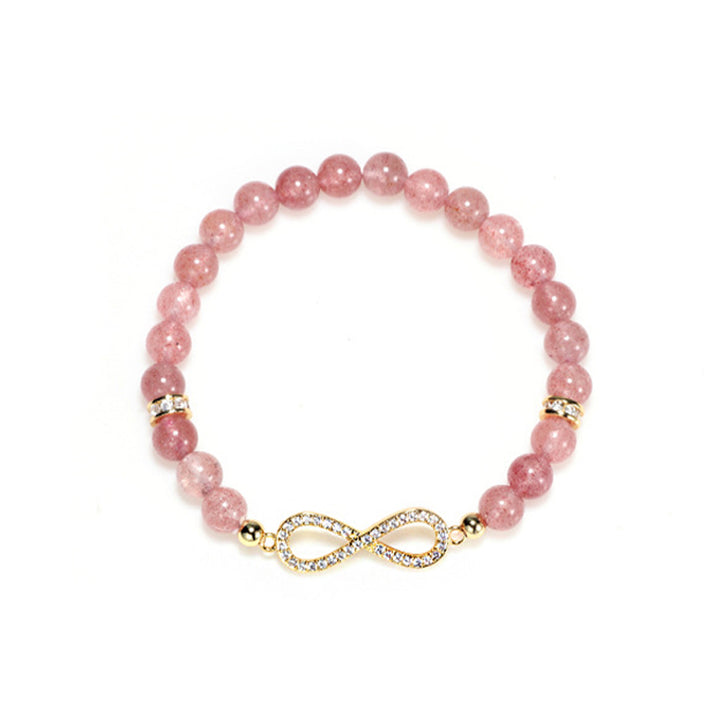 Pulsera curativa positiva de cuarzo fresa Natural con Buddha Stones