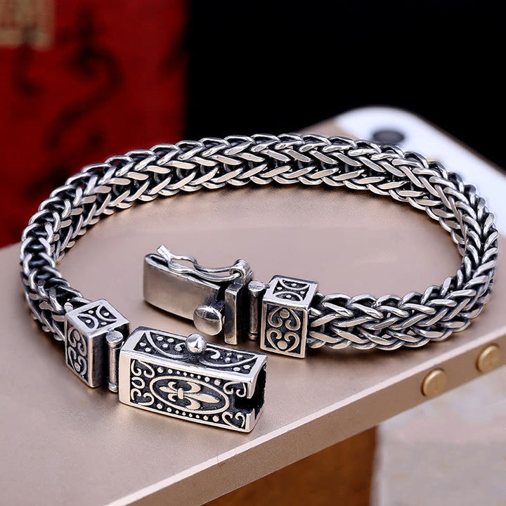 Pulsera curativa de equilibrio con diseño trenzado de quilla de dragón retro con Buddha Stones