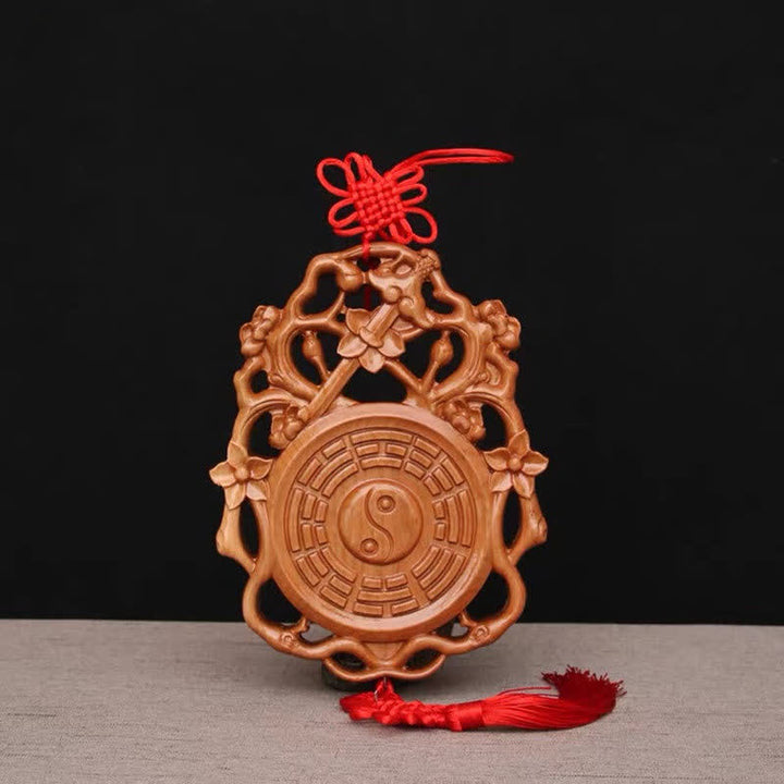 Mapa Feng Shui Bagua Madera de Durazno Mapa de Energía de Equilibrio Anudado Chino