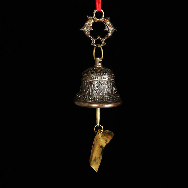 Campana de viento grabada tibetana, campana de cobre de la suerte, decoración del hogar para colgar en la pared