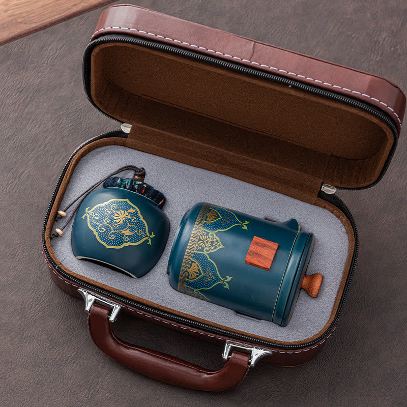 Tetera de cerámica de Gongfu chino con flores de Buddha Stones , bolsa portátil para juego de té de viaje al aire libre - image 13