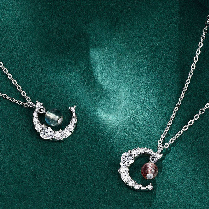 Collar curativo de amor con cristal azul de cuarzo fresa y Buddha Stones