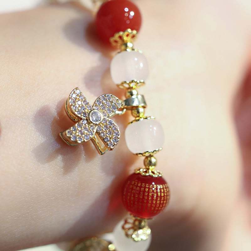 Pulsera de bendición de personaje Fu con dije de cerradura china de molino de Buddha Stones