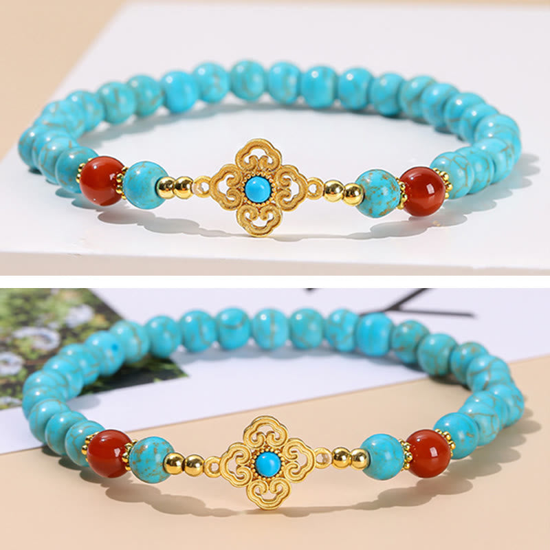 Pulsera de equilibrio de protección de cuentas turquesas de Buddha Stones