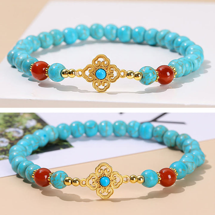 Pulsera de equilibrio de protección de cuentas turquesas de Buddha Stones