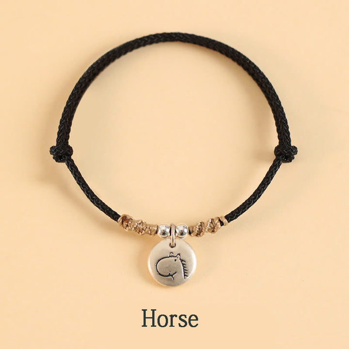 Pulsera trenzada de la suerte del zodíaco chino, hecha a mano, de plata de ley 999 con Buddha Stones, año del dragón