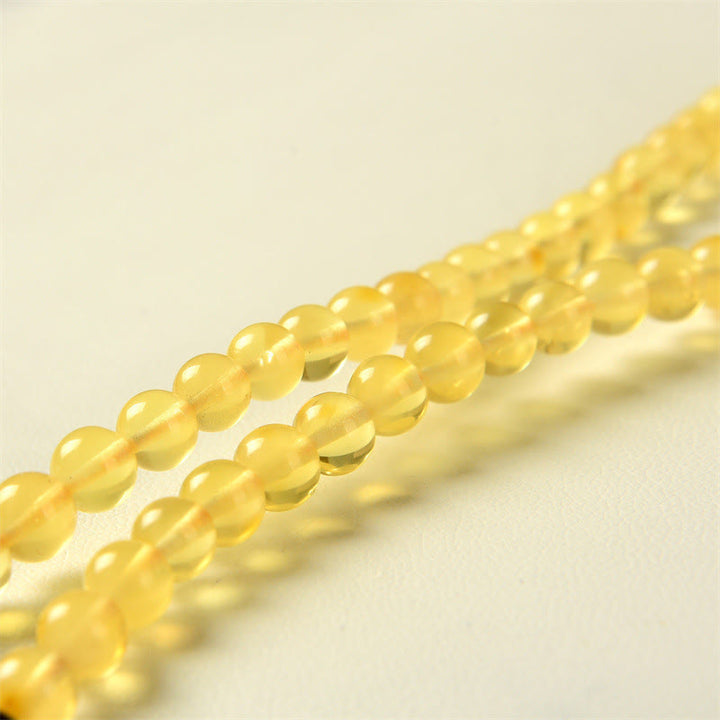 Pulsera de ansiedad transparente con Buddha Stones , 108 cuentas de Mala, ámbar Natural