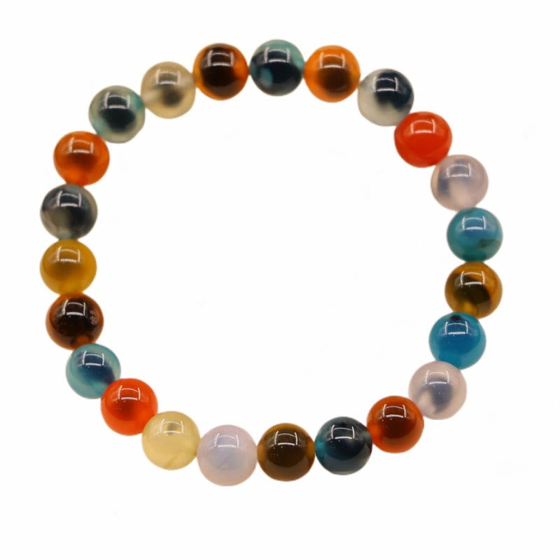 Pulsera colorida de cuentas de fuerza curativa de ágata de caramelo