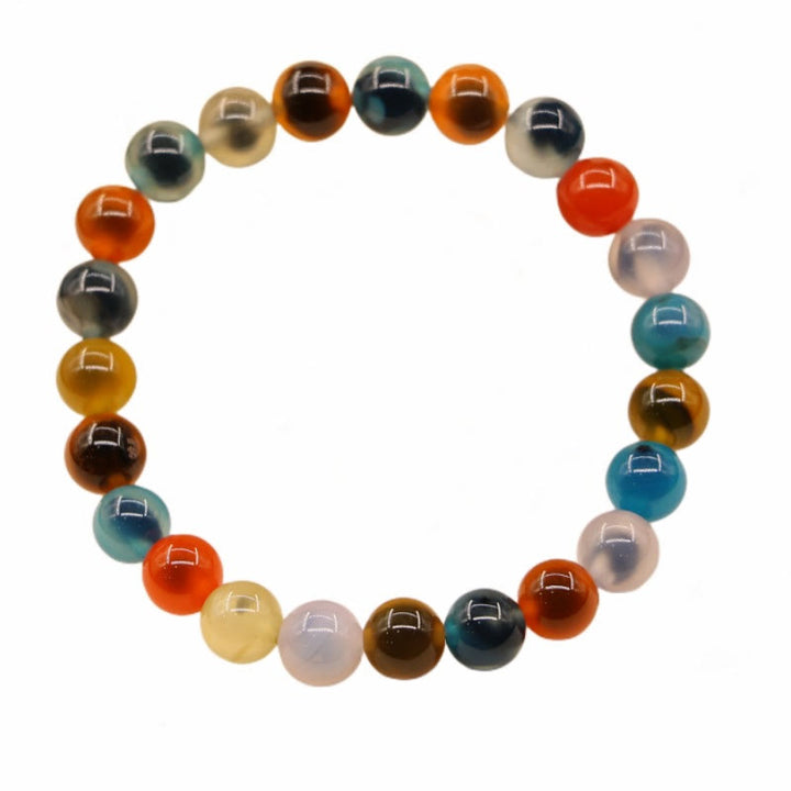 Pulsera colorida de cuentas de fuerza curativa de ágata de caramelo