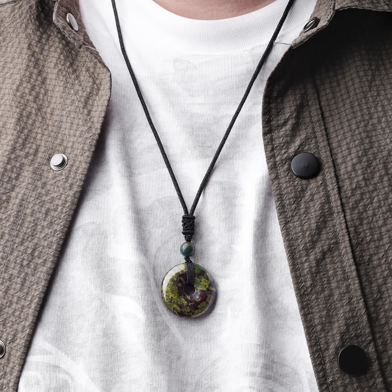 Collar con colgante de moneda de la suerte con Buddha Stones, collar de piedras preciosas de cristal curativo