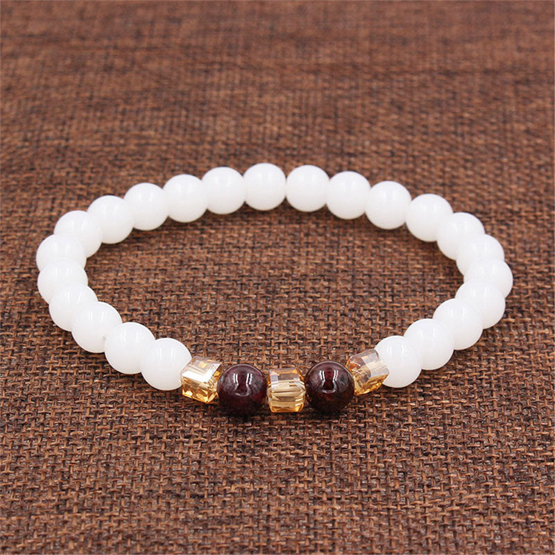 Pulsera de protección de jade blanco natural con Buddha Stones