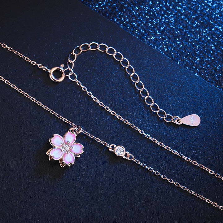 Colgante de plata de ley 925 con Buddha Stones , flor de cerezo, protección giratoria