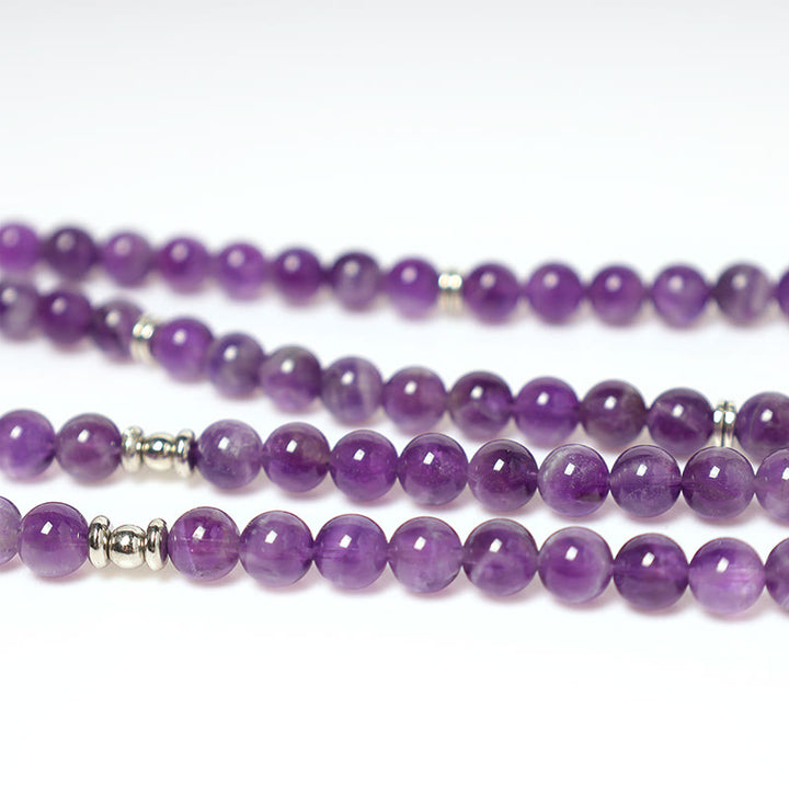 Pulsera Mala de Purificación de Amatista Natural con Buddha Stones