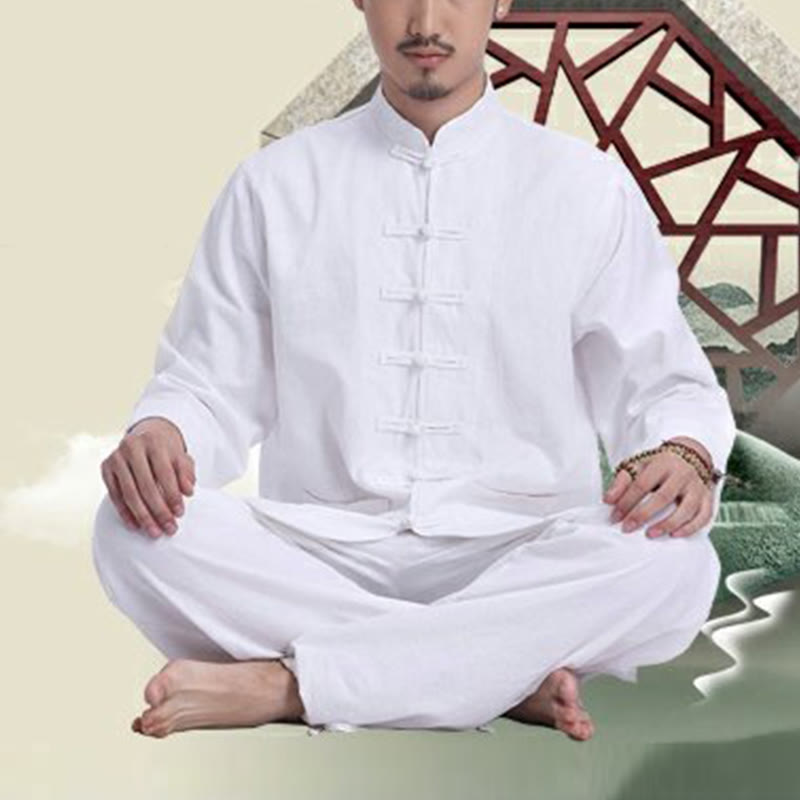 Conjunto de ropa para hombre, diseño de botones de rana china, Buddha Stones , meditación, oración, algodón, lino, espiritual, Zen, práctica de Yoga - image 11