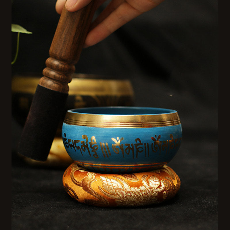 Cuenco con sonido de meditación tibetana, Buddha Stones , hecho a mano, para curación y atención plena, protección, juego de cuencos para cantar