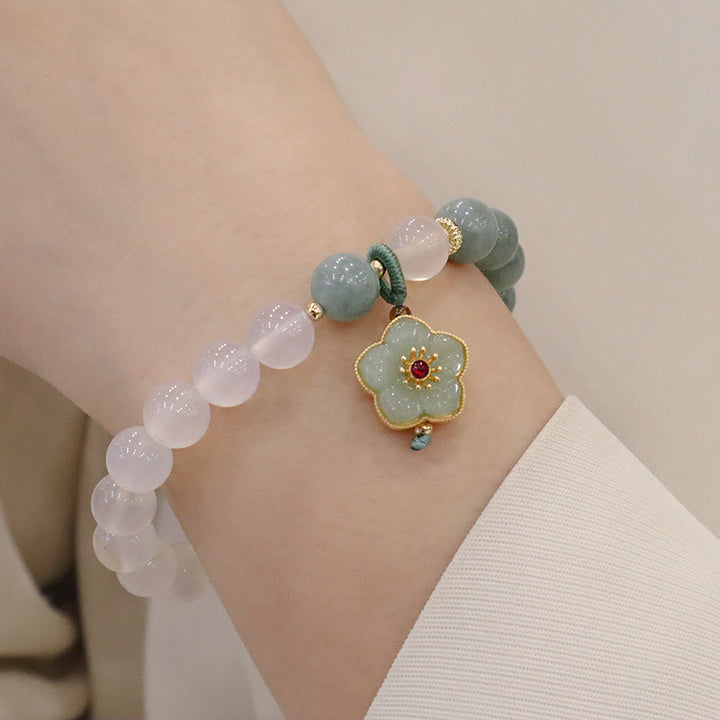 Pulsera de protección con hebilla de paz, flor de loto, Jade, ágata blanca, Buddha Stones